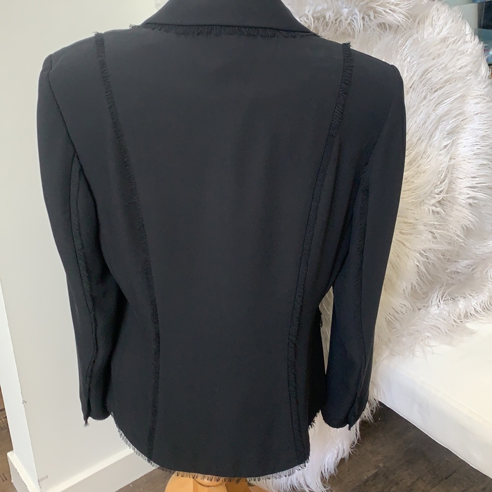 Black Blazer with Fringe Trim - Picture 5 of 11